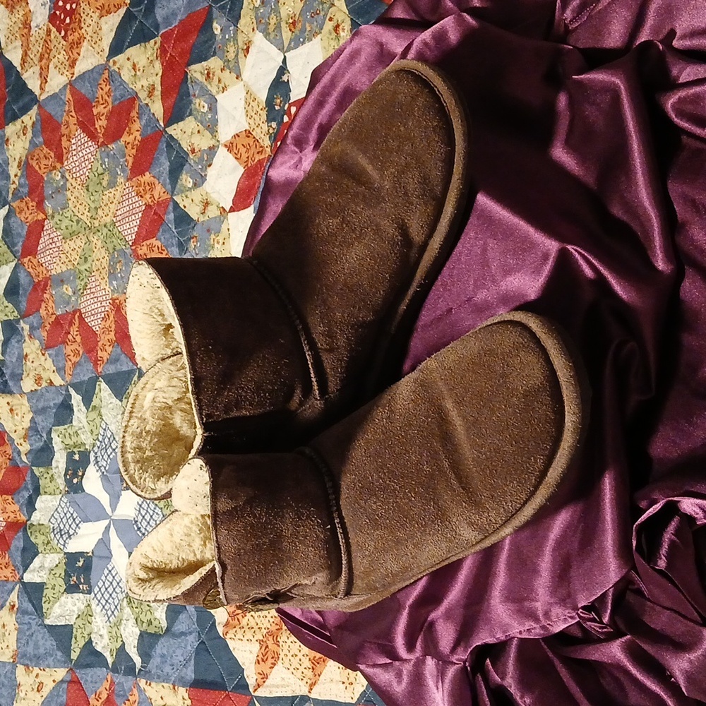 Brown Suede Ankle Boots with Cream Lining